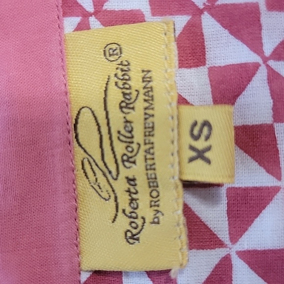 Roberta Roller Rabbit Size XS Brick Red & White Geometric Pattern Blouse - Picture 10 of 13